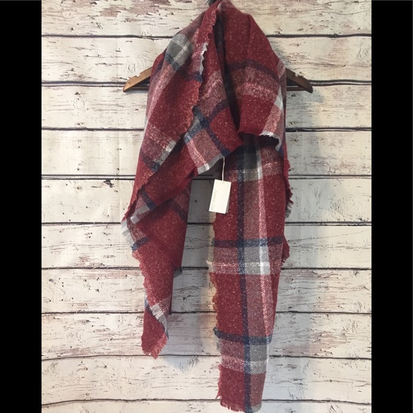 🍁Red Plaid Blanket Scarf - Picture 2 of 7
